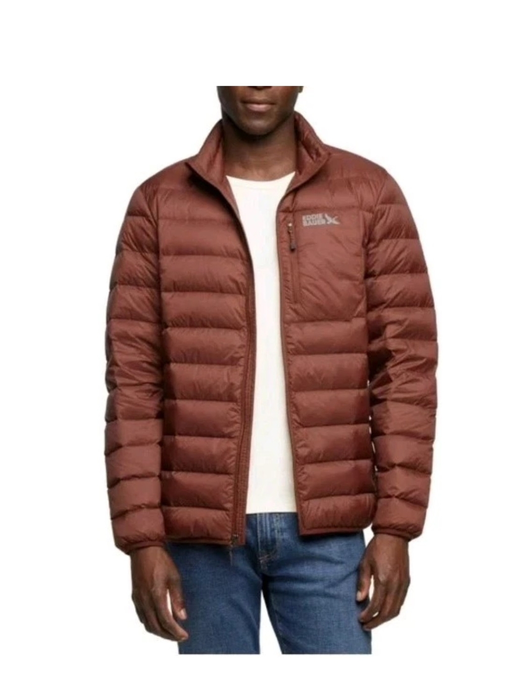Eddie Bauer Men’s XXL Brown Packable Down Puffer Jacket 650 Fill NWT - Picture 2 of 8
